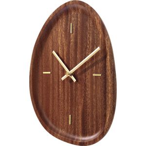 SensaHome Wandklok Prague - Japandi Stijl Design Klok - Assymetrische Organische vorm van Hout - Ø21cm - Bruin