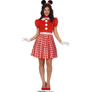 Guirca - Mickey & Minnie Mouse Kostuum - Mooie Minnie De Muis - Vrouw - Rood - Maat 42-44 - Carnavalskleding - Verkleedkleding