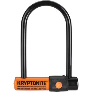 Kryptonite Messenger Mini+ Beugelslot Fiets – ART-2 Slot – Met Wieluitbreiding – Stalen Beugelslot Elektrische Fiets – 16,2x9,5 cm (wieluitbreiding 9,5x8,2 cm) – Zwart/Oranje