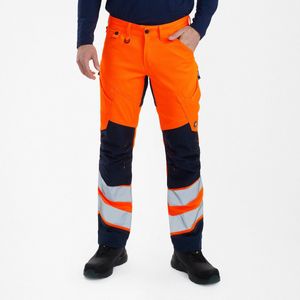 Engel Safety werkbroek met 2-weg stretch 2544-314 - Hi-vis Orange / Blue Ink - 36