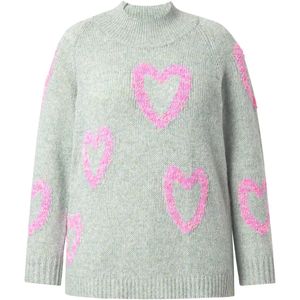 MIAMODA MIAMODA - Dames - Trui comfort fit hart van noppengaren - Licht natuurgroen - Maat 58+