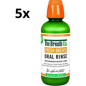 The Breath Co - Mondwater Mild Mint - Voordeelverpakking - 5 x 500 ml