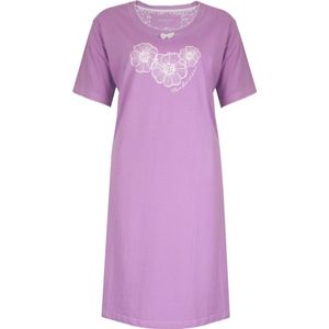 Tenderness Dames Nachthemd Slaapkleedje - Bloemenprint - 100% Gekamde Katoen - Paars- Maat 3XL