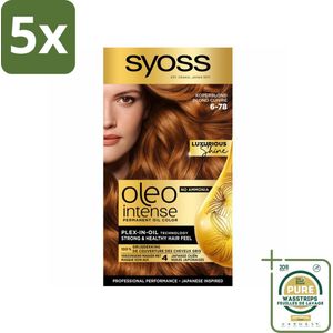 5 x SYOSS - Oleo Intense 6-78 - Haarverf - Permanente Haarkleuring - Koperblond - Langdurige Kleur - Grootverpakking - Haarkleuring - Koperblond - Permanente Haarkleuring - Olie-formule - Haarverf