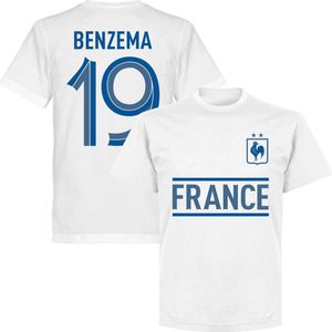 Frankrijk Benzema 19 Team T-Shirt - Kinderen - Wit - 128