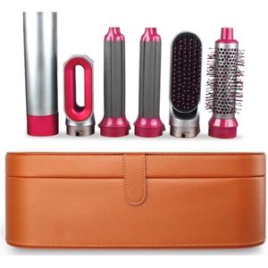 Ariqo Airstyler - Krulborstel - Warmteborstel - Stijlborstel - Fohn - 5-in-1 - Ledere Opbergdoos - Leer - Bruin