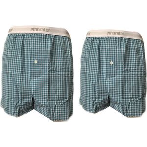 Embrator 2-stuks mannen Boxershorts geruit wit/zwart/grijs XXL
