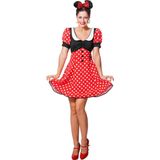 Wilbers & Wilbers - Mickey & Minnie Mouse Kostuum - Minnie De Dottige Muis - Vrouw - Rood - Maat 34 - Carnavalskleding - Verkleedkleding