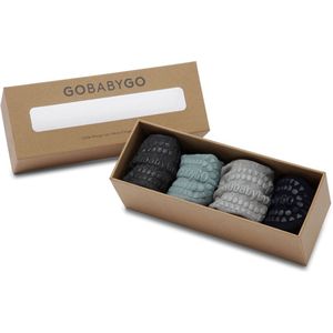 GoBabyGo Combo Box - bamboe antislip sokjes / Dusty Blue, Dark Blue, Grey Melange, Dark Grey Melange - 2-3Y / 23-26