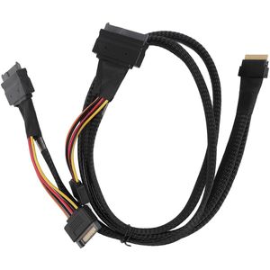 NVME PCIe SSD Cable, SFF-8654 8I To 2 X SFF-8639 NVME U.2 Cable Adapter 24Gbps 80CM for Motherboard, SAS, with Slim for SAS, Slim, for These Connections