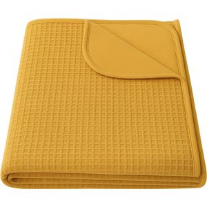 Baby Wiegdeken 75x100 cm – Wafeldeken van 100% Katoen – Zacht Ledikant Dekentje / Wikkeldeken – Oker Geel