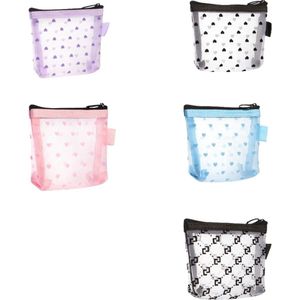 Zwarte Mesh Make-up Organizer Draagbaar voor Op Reis - met Mini Netvakken .