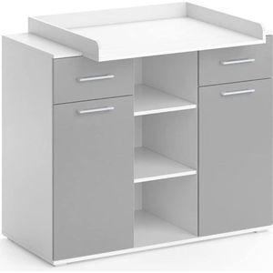 DailySupplies® Commode Baby - Verzorgingstafel - Luiertafel - Babykamer - Wit met Grijs