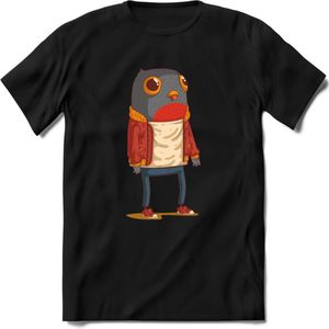 Casual vogel quote T-Shirt Grappig | Dieren vogels Kleding Kado Heren / Dames | Animal Skateboard Cadeau shirt - Zwart - M