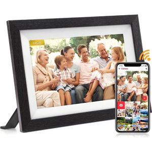 Digitale Fotolijst 10.1 Inch - Digitale Fotolijsten - Hd+ Ips Display Voor Levendige Beelden En Automatische Rotatie - 1 Stuk - Donker hout - kerstcadeaus voor volwassenen