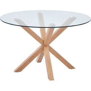 Hasel - Eettafel - Bruin - Glas - Ø120cm