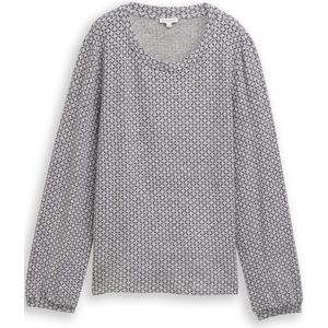 TOM TAILOR - Shirt - Grijs Gemêleerd/Zwart - Lange Mouwen