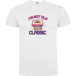 Wit T-Shirt met “I'm not old, I'm a classic“ Print Full Color Maat S