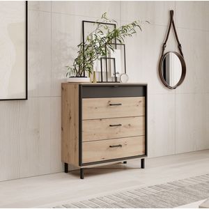 Commode Newby - Eiken - Antraciet - 90 cm