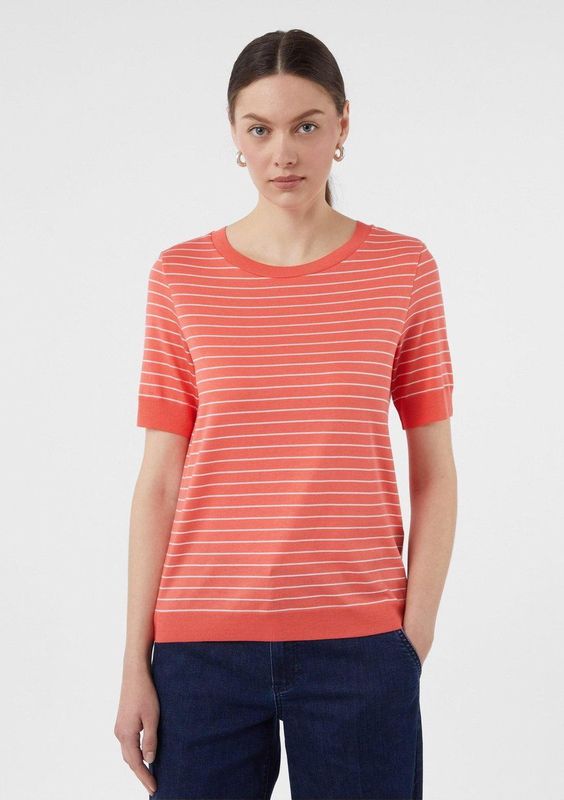 comma - T-shirt - Gestreept - Zacht Jersey - Korte Mouwen