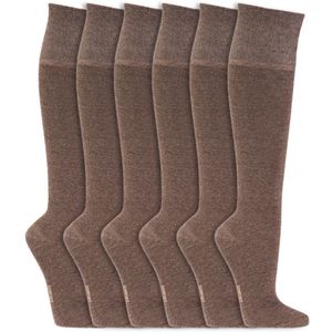 Kniekousen | Elastiek vrije boord | Kleur: Bruin | Maat: Diverse maten | 6 paar