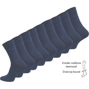 9 paar diabetes sokken - Drukvrije boord - Jeansblauw - Maat 35-38