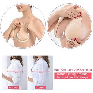 CHPN - Invisible bra - Plak BH - Beugelloze Beha - Strapless Jurk - Onzichtbare Beha - Large - Beige - Zelfklevende BH
