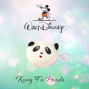 Kids Disney Cartoons Wallet / Key Cord - portemonnee - Kung Fu Panda - zwart wit - fluffy flanel - 7,5 x 1,5 cm - panda - kinderen - casual