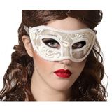 Verkleed oogmasker - wit - kant patroon - volwassenen - Halloween/gemaskerd bal