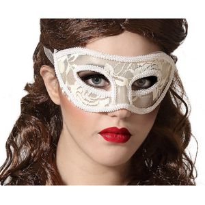 Verkleed oogmasker - wit - kant patroon - volwassenen - Halloween/gemaskerd bal