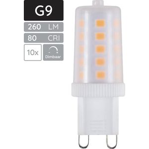 SPL G9 LED Lamp 3W Dimbaar - Warm Wit - 260lm - LED Buislamp T17 - Mat - 10 Stuks - 2700K - 230 Volt