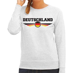 Duitsland / Deutschland landen sweater met Duitse vlag grijs dames - landen trui / kleding - EK / WK / Olympische spelen outfit S