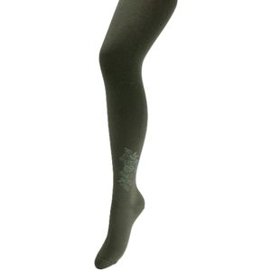 Bonnie Doon Maillot Bio Cotton met Roos motief op enkel Vergrijsde Olijf kleur in maat S/M 38/40 - Rozen patroon - Katoen - warm - winter - mode - dames maillot olijf vergrijsd - Draagbaar - casual - Bronze Green - BP251901