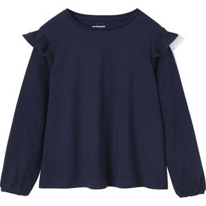 Vertbaudet - BASICS - T-shirt - Wit - Lange Mouwen, Ruches, 100% Katoen