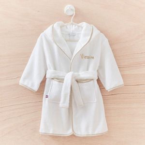 Cocoeko - Gepersonaliseerde kinderbadjas WIT & LINNEN