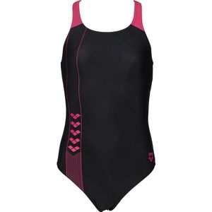 Arena badpak Meisjes model Linear Pro one piece - Zwart/Roze - Maat 116