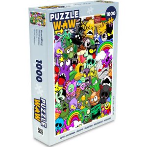 Puzzel Neon - Patronen - Grappig - Monsters - Regenboog - Kinderen - Legpuzzel - Puzzel 1000 stukjes volwassenen