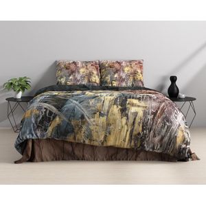 Sleepdown Metallic Marmer Sparkle Glitz Natuurlijk Goud Omkeerbaar Zacht Gemakkelijk Onderhoud Dekbedovertrek Quilt Beddengoed Set met Kussenslopen - Tweepersoons (200 cm x 200 cm
