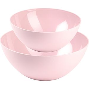 Plasticforte voedsel serveer schalen set - 2x stuks - roze - kunststof - Dia 23 en 26 cm