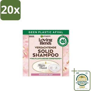 20 x Garnier - Loving Blends Milde Haver - Solid Shampoo Bar - Kwetsbaar Haar - 60 g - Grootverpakking - Shampoo Bar - Milde Shampoo - Kwetsbaar Haar - Haarverzorging - Duurzaam Haarverzorging