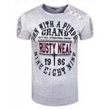 Rusty Neal - Heren T-shirt Grijs - 15216