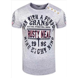 Rusty Neal - Heren T-shirt Grijs - 15216
