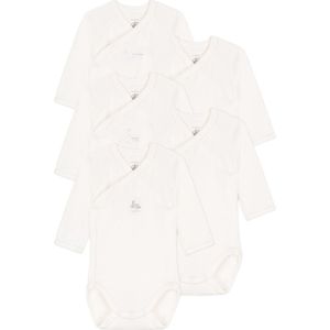 Petit Bateau Set van 5 katoenen overslagbody's met lange mouwen Unisex Rompertje - Maat 62