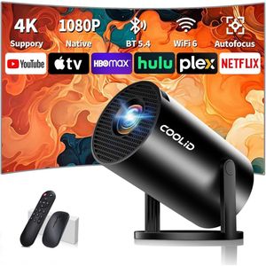 Draagbare Mini Projector met WiFi 6 en Bluetooth, 1080P Full HD Videoprojector, Automatische Scherpstelling en Trapeziumcorrectie