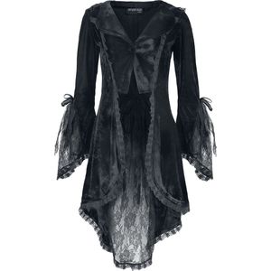 Gothicana Zwart fluwelen vest met kanten details - Dames - S