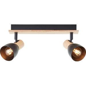 Brilliant lamp Daintree spot bar 2-lamps hout/zwart aluminium bruin 2x D45, E14, 28 W