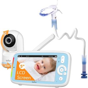 BOIFUN - Video Babyfoon - 5-inch - 720P IPS Full Color Scherm - 360 Camera - ECO-modus - 3050mAh Batterij - Nachtzicht - Tweerichtingsaudio