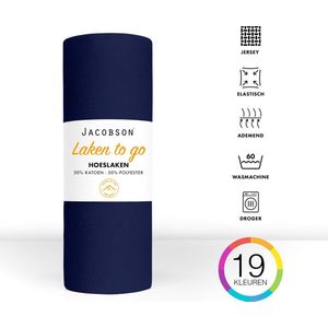 Jacobson - Hoeslaken - 120x200cm - Jersey Katoen - tot 25cm matrasdikte - Donkerblauw