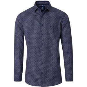 Redmond - Heren overhemd - Lange mouw - Blauw - Print - Comfort fit - Maat M