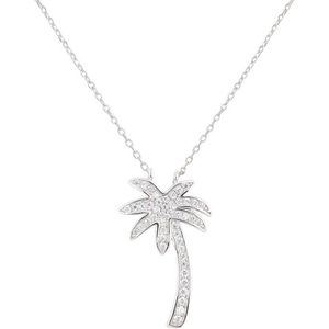 Fate Jewellery Ketting FJ4029 - Travellers Collection - Palm boom - 925 Zilver, ingelegd met Zirkonia kristallen - 45cm + 5cm